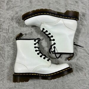 Dr Martens White Combat Boots Womens 6 Lace Up Retro Grunge Rocker Docs 11821